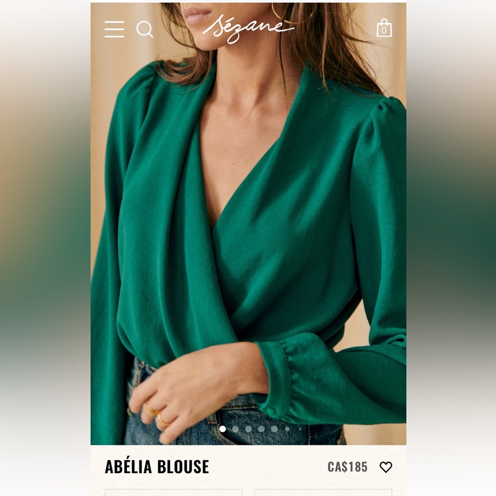 Sezane Green Abélia Blouse